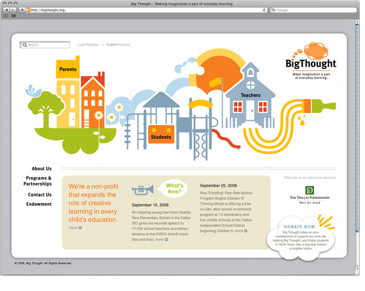 <h4>Website for a non-profit promoting arts education.</h4>